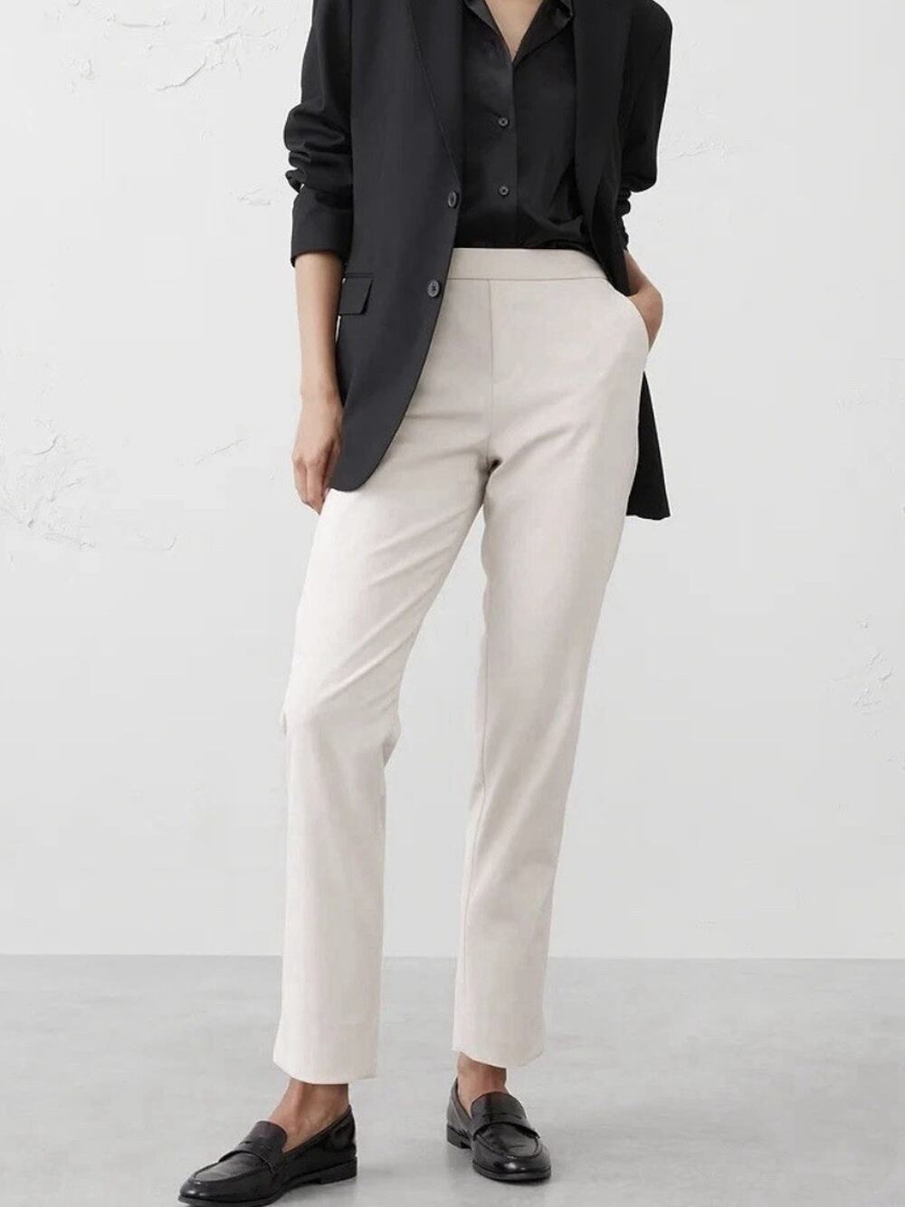 NWT Banana Republic Hayden Pant Women Sz 14 Cream High Rise Tapered Office Work - Picture 1 of 7